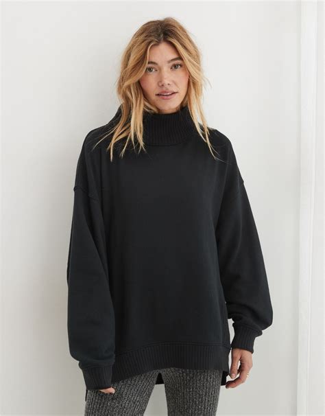 aerie down to earth oversized mockneck sweatshirt